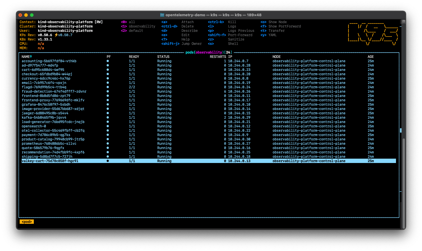 k9s on macOS Terminal